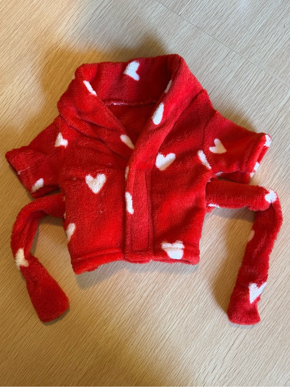 Dog Plush Heart Fleece Robe - Red extra small